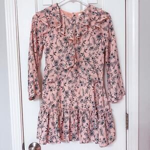 BCBGirls • Pink Long Sleeve Ruffle Floral Dress